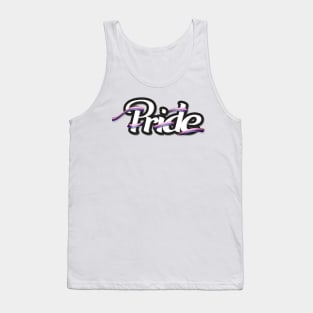 Gender Fluid pride flag colored ribbon wrapped around the letters of the word PRIDE Tank Top